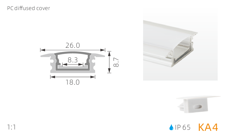 KA6 25*13mm RGB ip65 led aluminum strip extrusion for bathroom