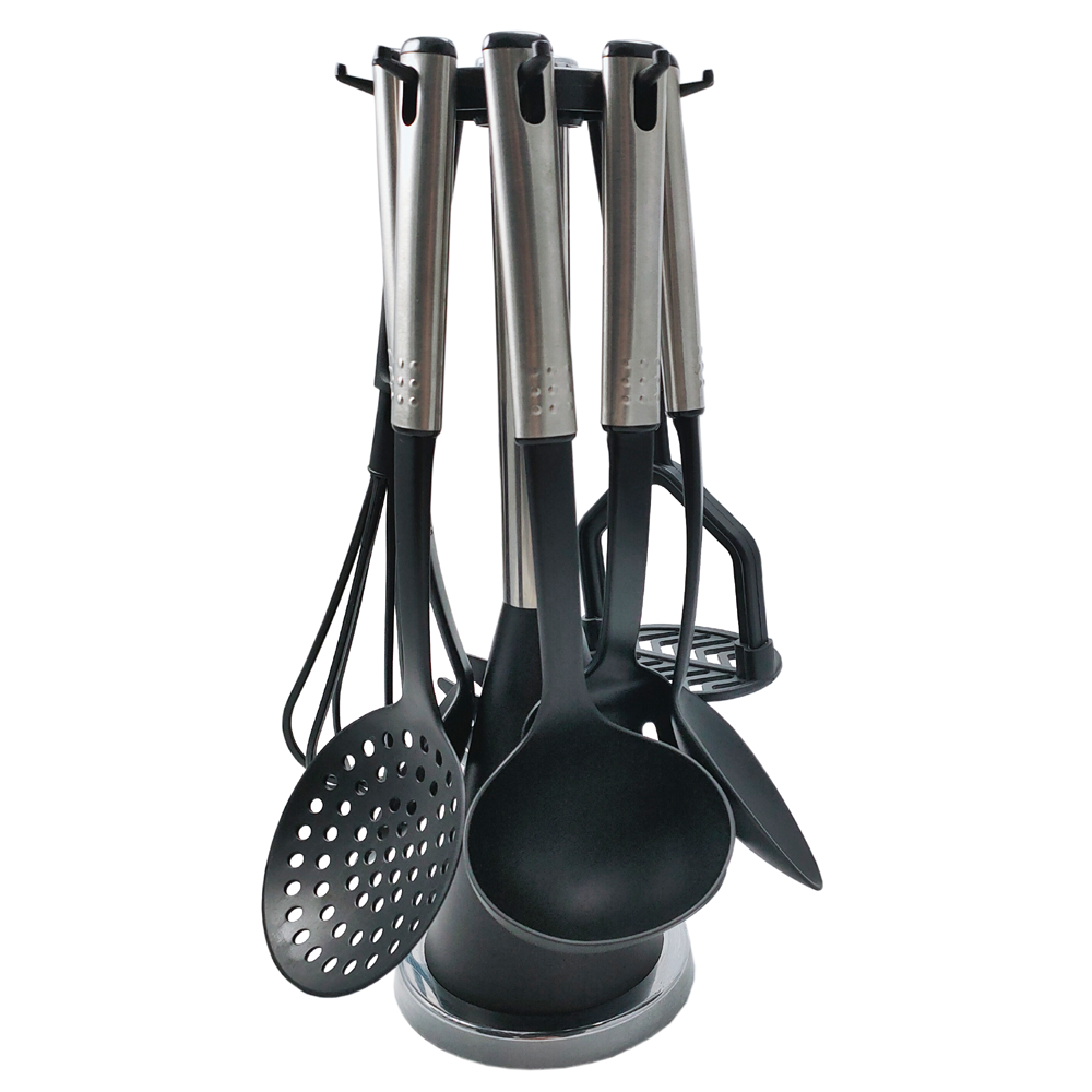 Tableware Kitchen Utensils Set with Silk Printing Logo and Nylon Spoon Holder Masher