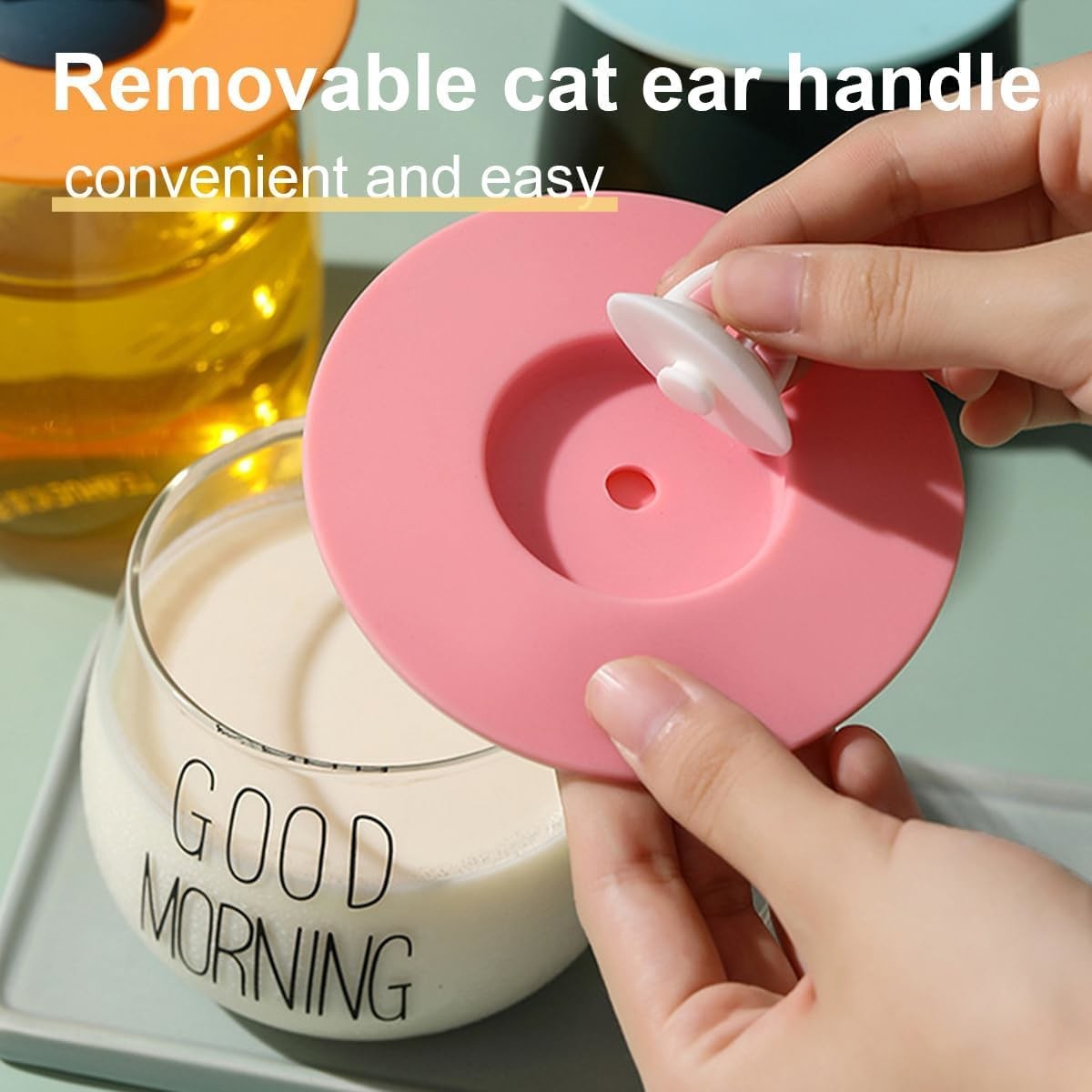 Silicone Cup Lids Mug Covers Reusable Coffee Tea Water Cup Lids Anti-Dust Cute Cartoon Design For Glass Cup Coffee Cup