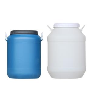 China Translucent Food Grade Plastic Barrel Drum 50L Removable Round factory