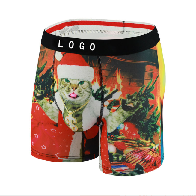 S-3XL Comfortable Mens Boxer Shorts Polyester Printing Patterns Gym Boxer Shorts