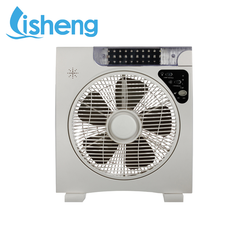 Household 12V Solar Energy Rechargeable Box Fan With LED Light