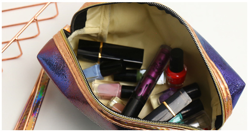 Holographic Women PU Cosmetic Bag For Business Trip