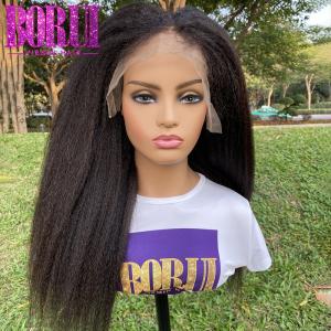 China Pre plucked Hair Line Kinky Straight 100% Human Hair Lace Frontal Wigs factory