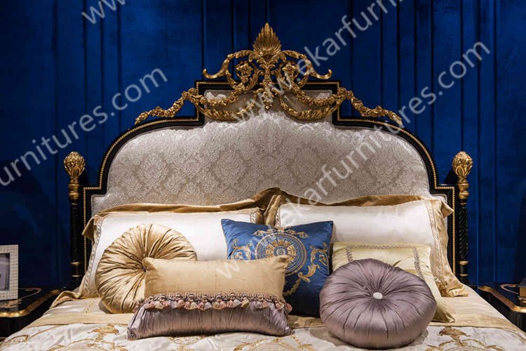 kingbed Furniture for bedroom modern royal luxury master wooden bed TA-028
