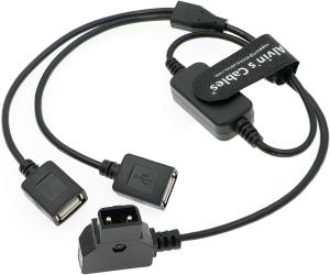 China D-tap Male to Dual USB Female Port 5V 2A Power Cable Converter Adapter for Anton V-Mount Gold Mount Battery factory