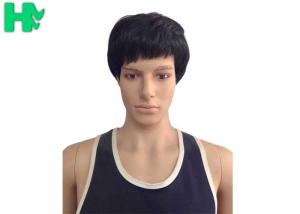 China Double Knot Machine Made Wigs / Dark Brown Short Hair Wigs For Men factory