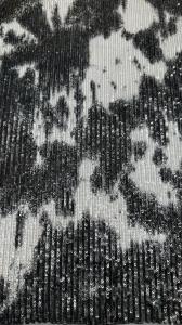 China Black And White Sequin Embrroidered Fabric Elegant For AW Season For Ladies Party factory