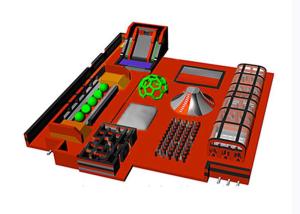 China OEM Orange Indoor Slide Inflatable Trampoline Park With Obstacle factory