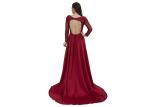 Women Clothes O Neck China Red Long Sleeve Evening Gowns / Applique Maxi Dress