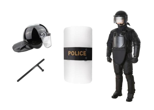 Police Riot Gear Body Armor Helmet Shield Stick , Military Riot Control