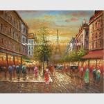 Thick Oil Paris Street Scene Canvas Painting Gifts Promotion Show Custom Size