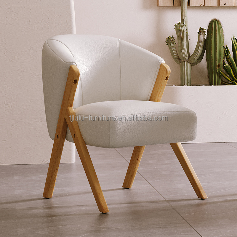 Modern Nordic Wood Chair Sturdy Ash Solid Wood Frame for Hotel Design Velvet Lamb Wool Wooden Sofa Chairs