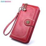 Women's Long Wallet Leather Zipper Cash Stuffing Wristlet Purse Monederos Money
