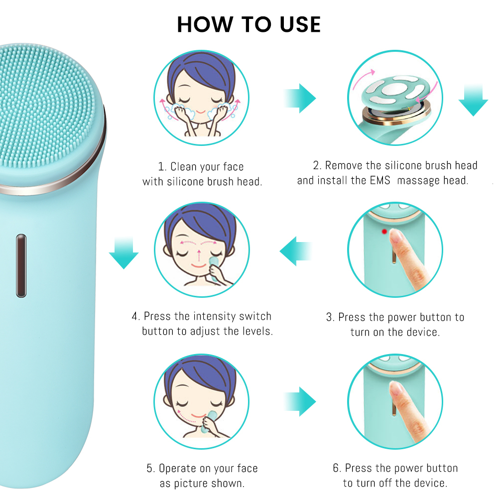 Silicone Facial Cleaning Brush Beauty Cleanser Vibrating Electric IPX7