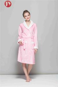 China 100% Polyester Fleece Soft Plush Bathrobes Women Fluffy Dressing Gown Kimono Shawl Collar factory