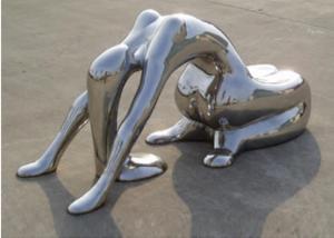 China Modern Metal Art Stainless Steel Yoga Lady Sculpture Polished factory