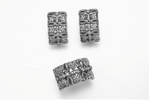 Knot And Heart Surrounded 925 Silver CZ Earrings White Gold Earrings