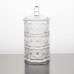 Stackable Clear Glass Storage Jar 10 Inch 3 Tier Glass Candy Dish Machine