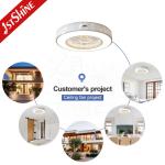 1stshine 20" White Dimmable LED Light Ceiling Mounted Box Fan 5 Speeds for