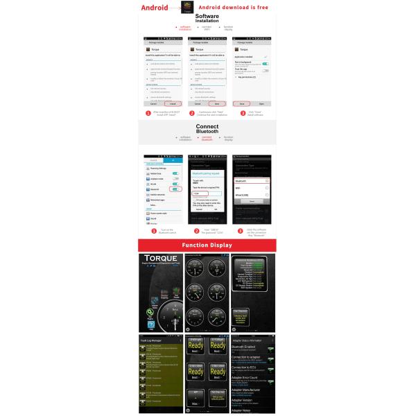 FCC Auto ELM327 Konnwei Bluetooth Adapter Scanner Kw903