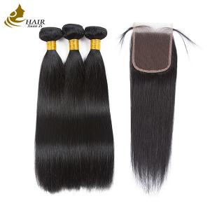 China Unprocessed Brazilian Remy Human Hair Extensions Straight Bundles With Closure factory