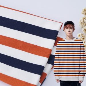 China Compact Weaving Cotton French Terry Fabric Striped Type For Apparel factory