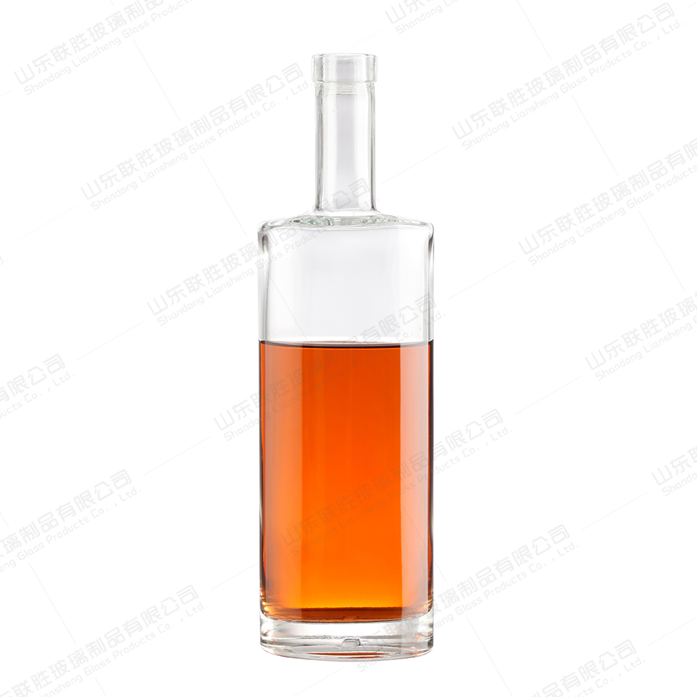 750ml Oval Cylindrical Thin Tall Flat Glass Bottle for Whiskey Vodka Gin Strong Wine