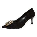 9333-022 Korean Fashion Suede Pointed Rhinestone High Heels Sexy And Thin Net