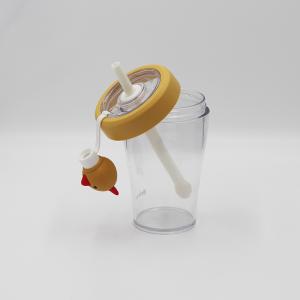 China 430ml Cartoon Design BPA Free Portable Plastic Water Bottles with Spout Straw factory