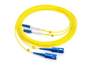 China LC To SC Duplex 9125 Fiber Optic Jumper Cable 0.9mm Yellow factory