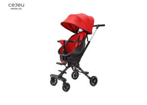 China PU Wheel Baby Pushchair Retractable Canopy For Baby Toddlers Red factory