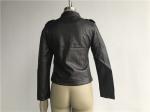 Dark Brown Color Ladies PU Jacket With Epaulets On Shoulder LEDO1719