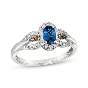 China Le Vian Oval Cut Sapphire Ring 1/5 Cttw White CZ 14K Vanilla Gold factory