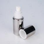 40ml Glass Grey smooth Cylinder with white pump for lotion bottle