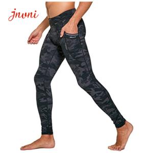 China Camo Printed Men'S Yoga Leggings Pants Reflective Running Tights With Pockets factory