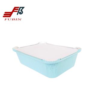 China Blue Color 8011 Aluminum Foil Container Bakery House Rectangular factory