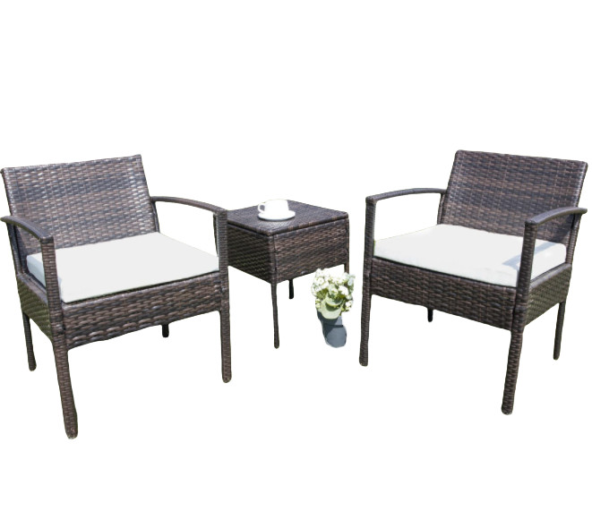 Patio Outdoor Dining Table Rattan Table Tempered Glass Tabletop Porch Conversation