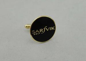 China Black Sarfvik Golf Deluxe Stamped Cufflinks With 3d Photo Synthetic Enamel factory