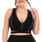 Stand Collar Plus Size 3 Piece Yoga Sets Side Pocket Squat Proof Womens Gym Set