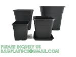 Multi Drainage Holes, Plastic Black Square Plant Flower Nursery Pot, Planter