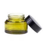 IS09001 Glass Face Cream Jars Clear Olive Green Glass Cylinder Jars With Lids