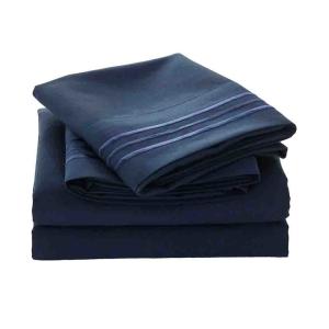 China 200TC Three Lines Embroidery Luxury Hotel Sheet Set with 100% Polyester Microfiber factory