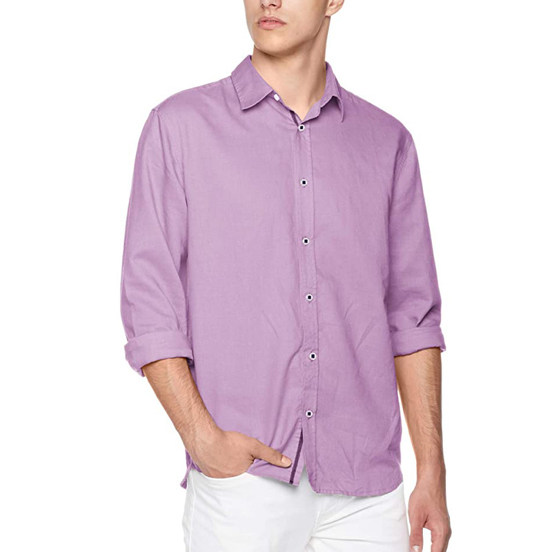 4 Seasons Cotton Men's Casual Linen Shirts Lightweight Long Sleeve