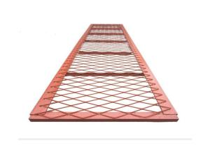 China 550mm size Red color diamond hole Expanded Metal Walkway Mesh factory
