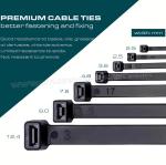 Cable Ties 200mmx3.6 Plastic Wire Cable Tie Strap, Ø3~50mm Adjustable Nylon PA66