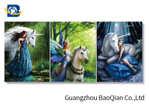 China Beautiful Wall Hanging Picture Of Beautiful Girl And Animal With Frame 30x40cm Size factory