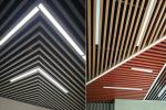 Decorative U Baffle Aluminum Panel Ceiling Wooden Grain Coated Suspended