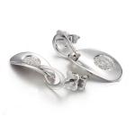 18K White Gold Oval Link Pendant with Diamonds Dangle Earrings (GDE020)