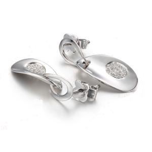 China 18K White Gold Oval Link Pendant with Diamonds Dangle Earrings (GDE020) factory